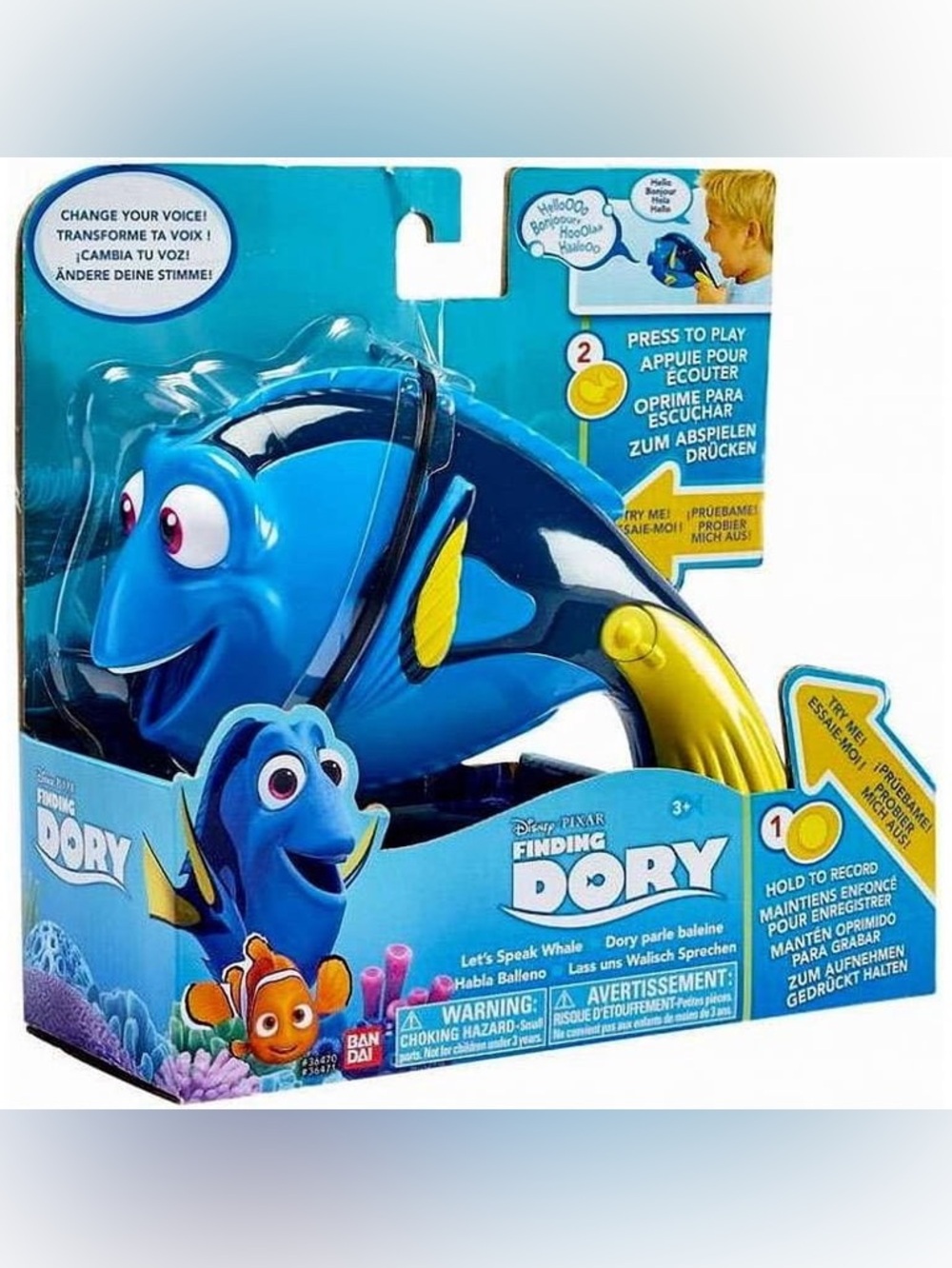 Vintage Disney Pixar Finding Dory Voice Changer Figure LET'S SPEAK WHALE NWT